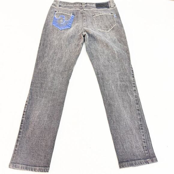 Oltre Italy Slim Skinny Black Charcoal Denim Jeans Size 12 - Picture 3 of 10